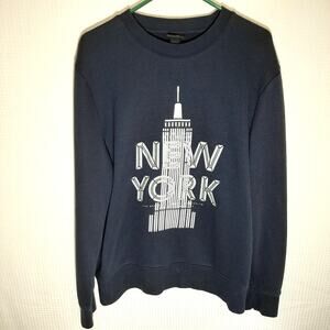 H&M Sweatshirt Mens XL Navy New York City Graphic Pullover Long Sleeve Cotton
